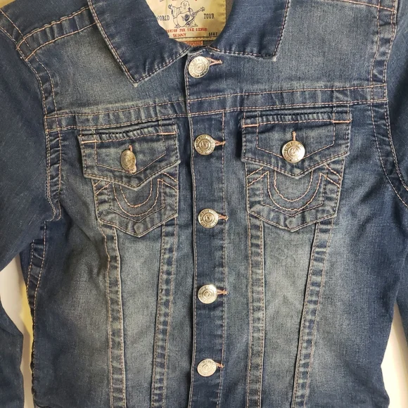 TRUE RELIGION Jean Jacket Blue DenimSkinny Girls Tween Size Large